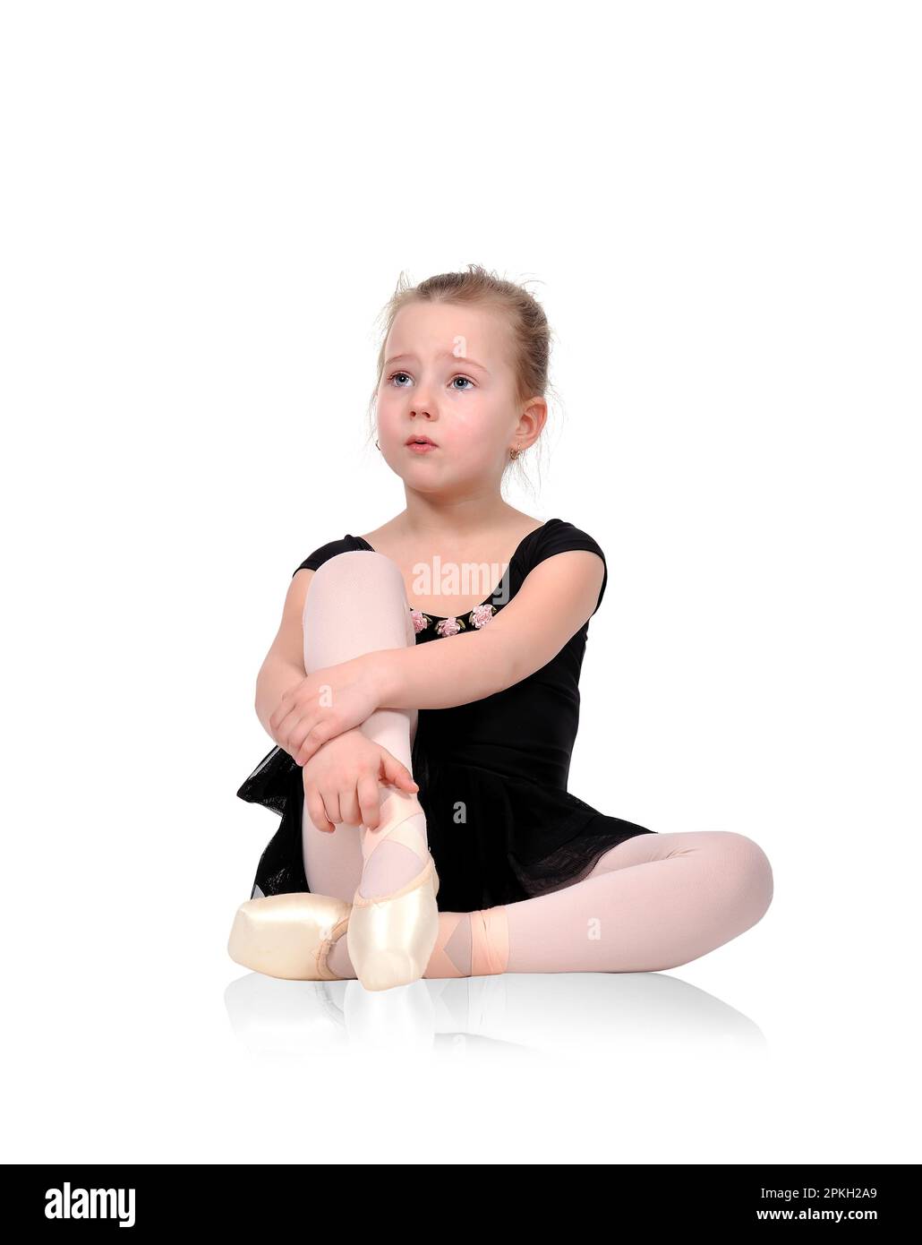 little ballerina crying from exhaustion Stock Photo