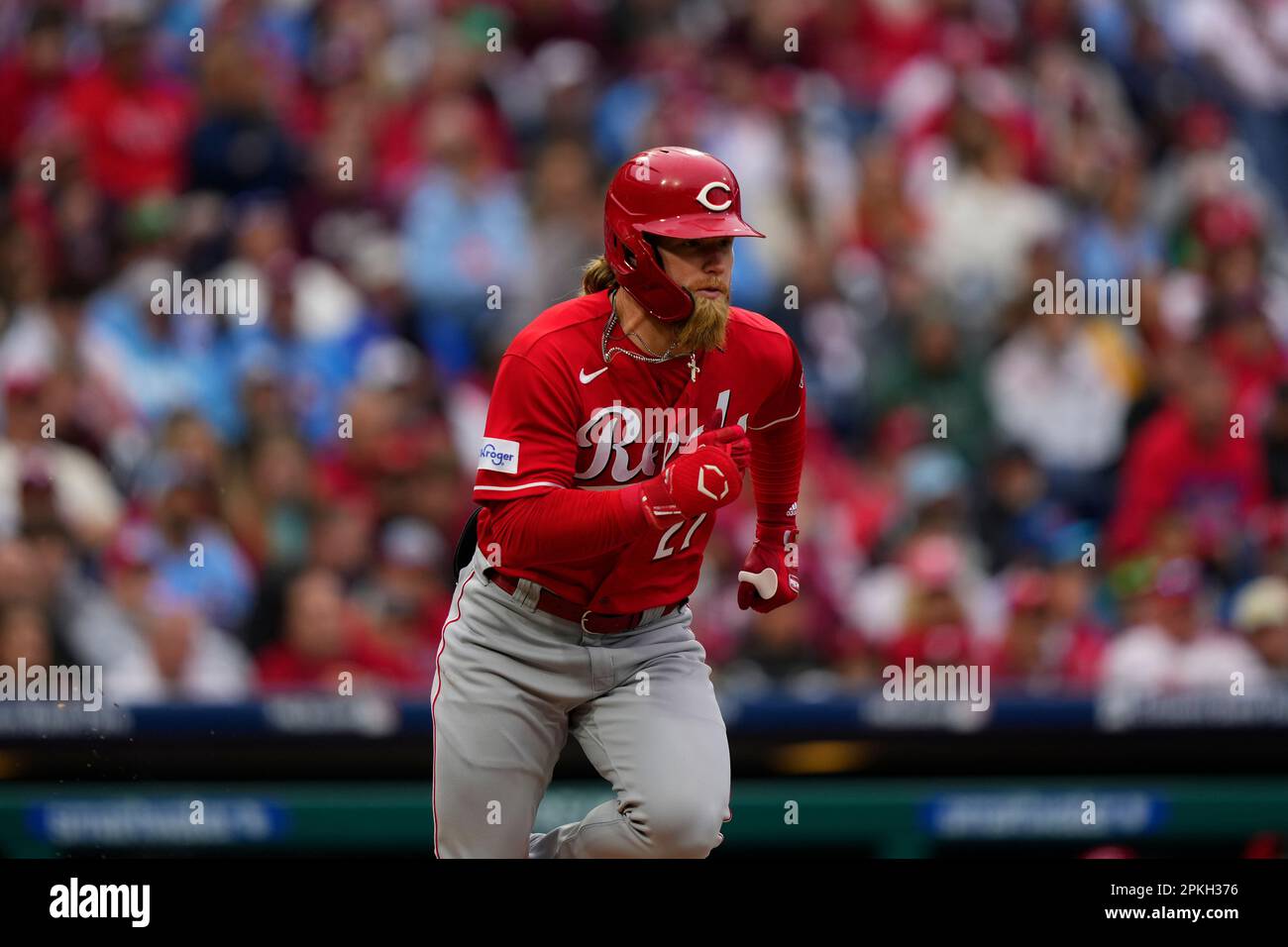 Cincinnati Reds' Jake Fraley plays during the sixth inning of a
