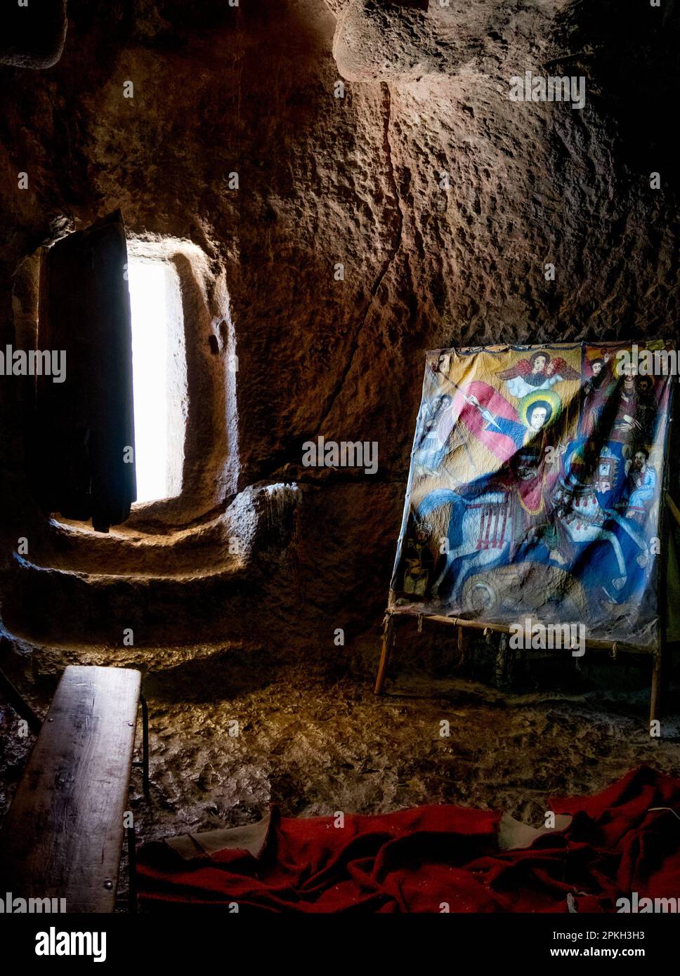 Ethiopian Christian Orthodox artwork and tapestry in Lalibela, Ethiopia Stock Photo