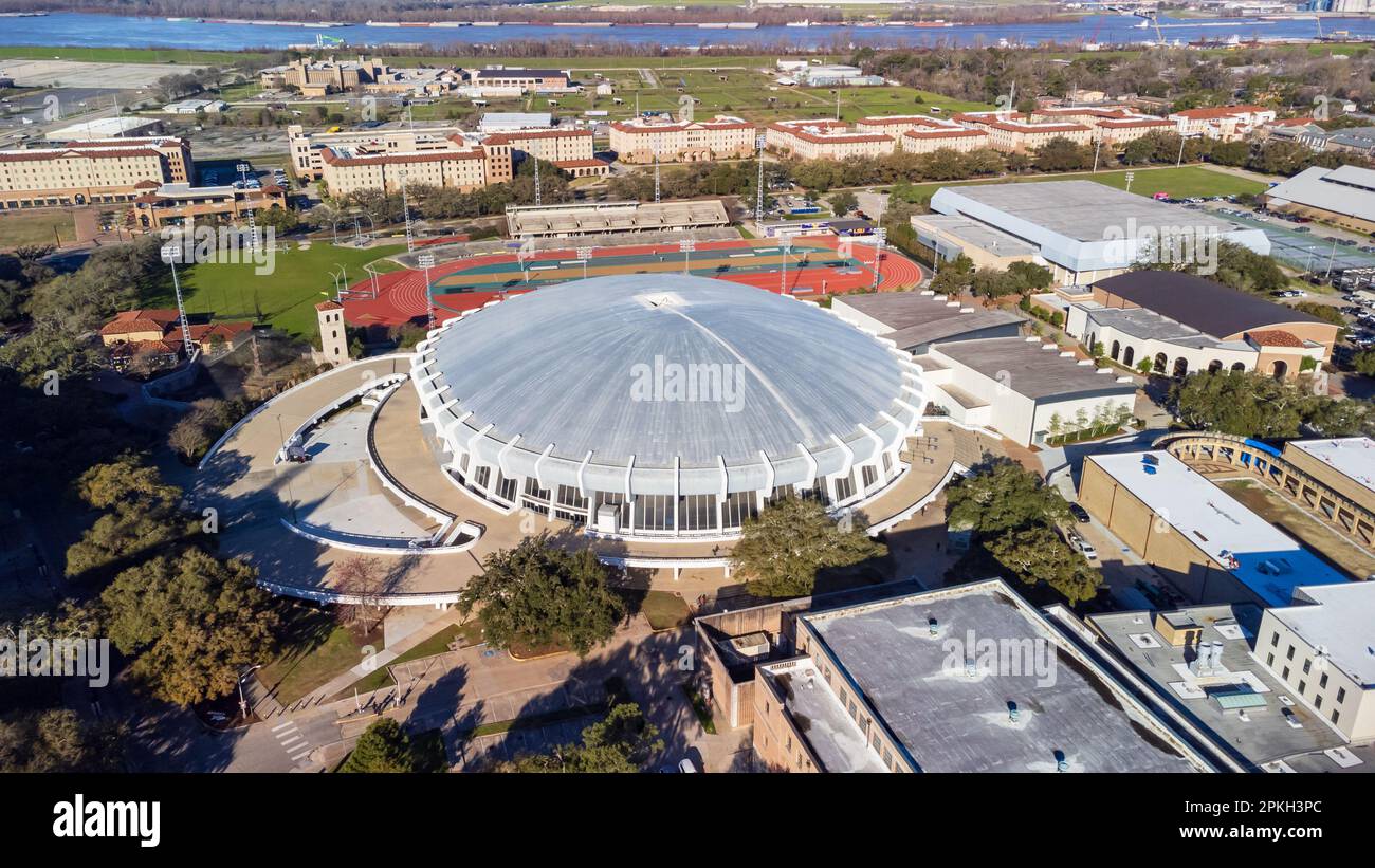 Baton Rouge, LA - February 2023: The Pete Maravich Assembly Center, the 'PMAC,' on LSU campus. Stock Photo