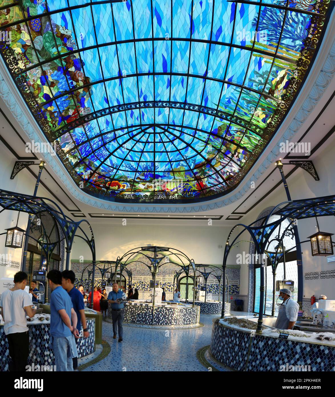 The new fish market inside Old Doha port (Mina District) interior shot
