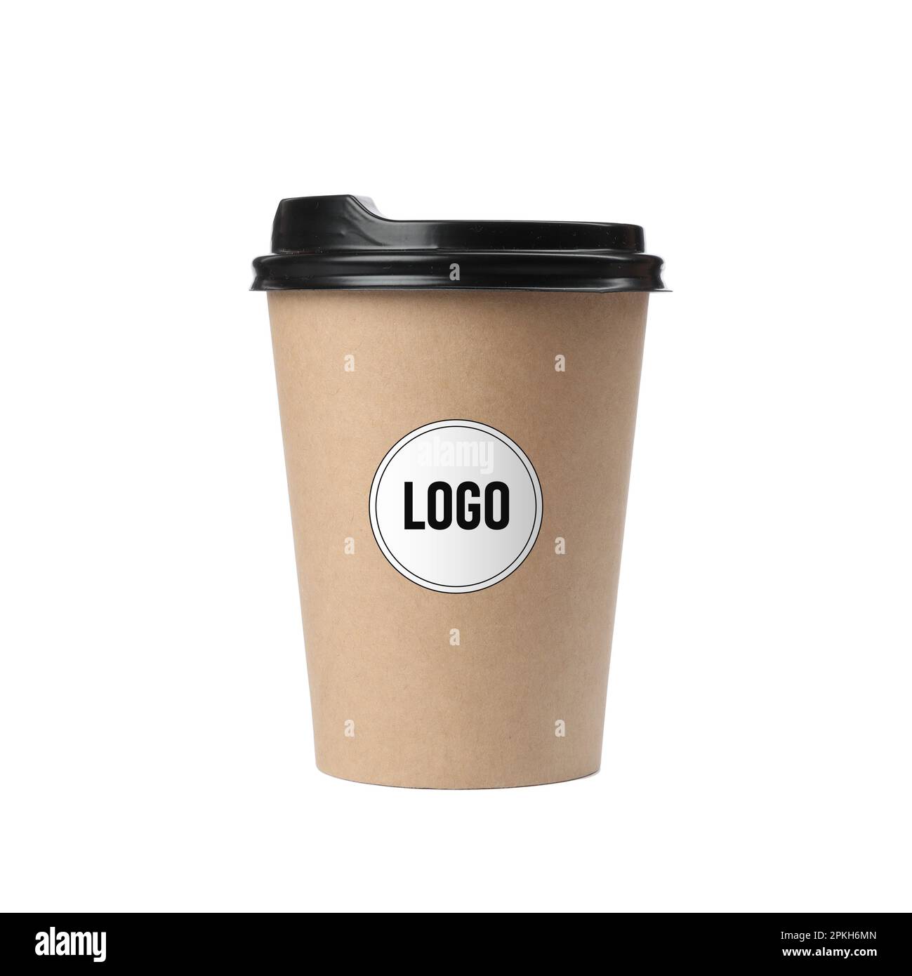 Takeaway paper coffee cup with logo on white background Stock Photo Alamy