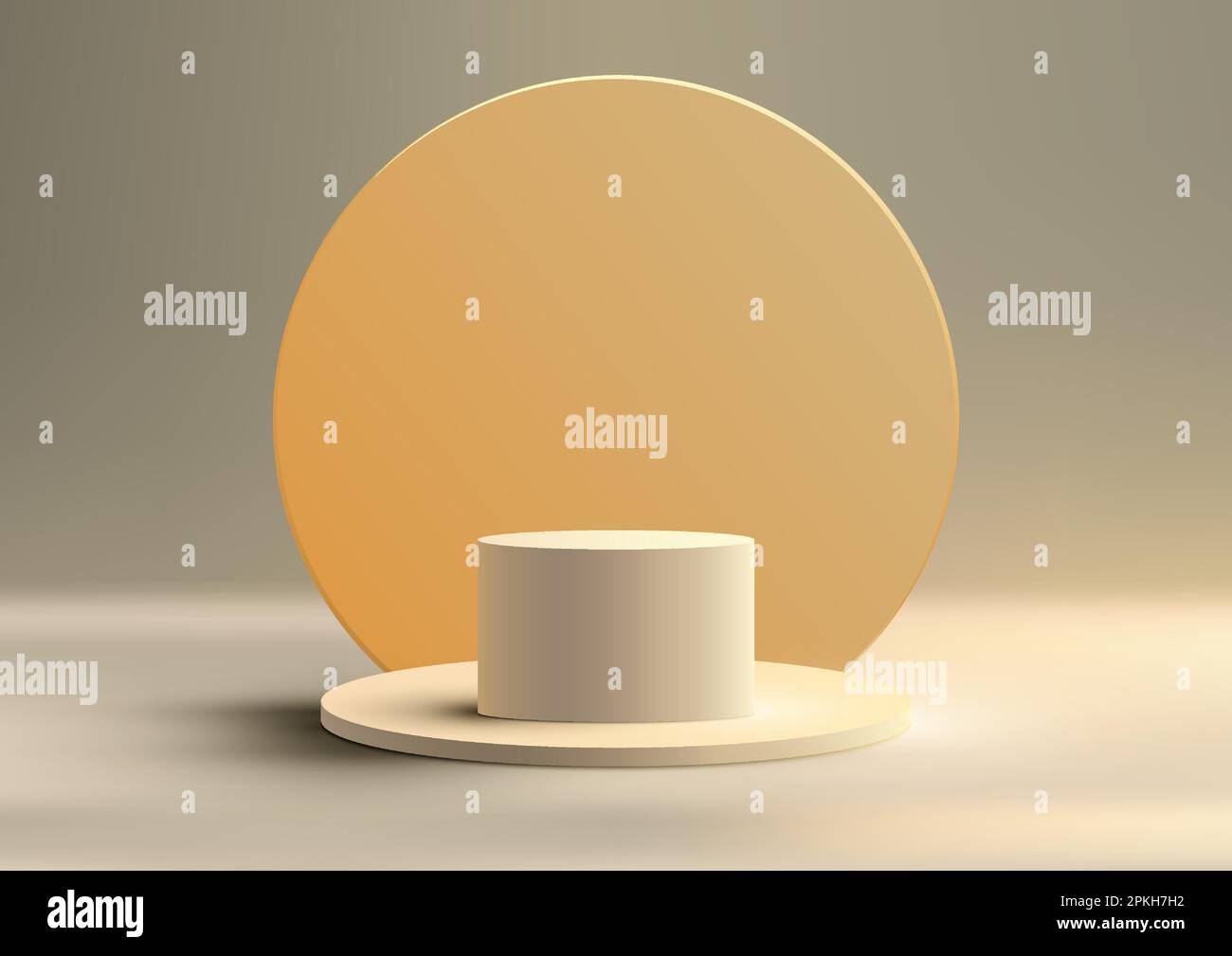 3D realistic modern style empty white podium platform with yellow ...