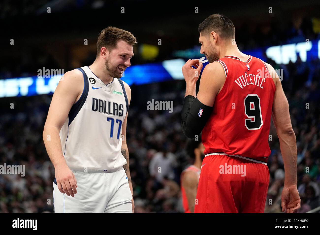 Dallas Mavericks Luka Doncic Left And Chicago Bulls Nikola Vucevic Dallas Mavericks Luka Doncic Left And Chicago Bulls Nikola Vucevic