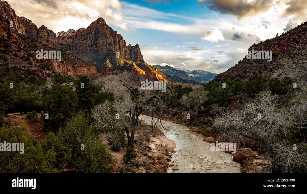 Sunset at Zion national park Stock Photo