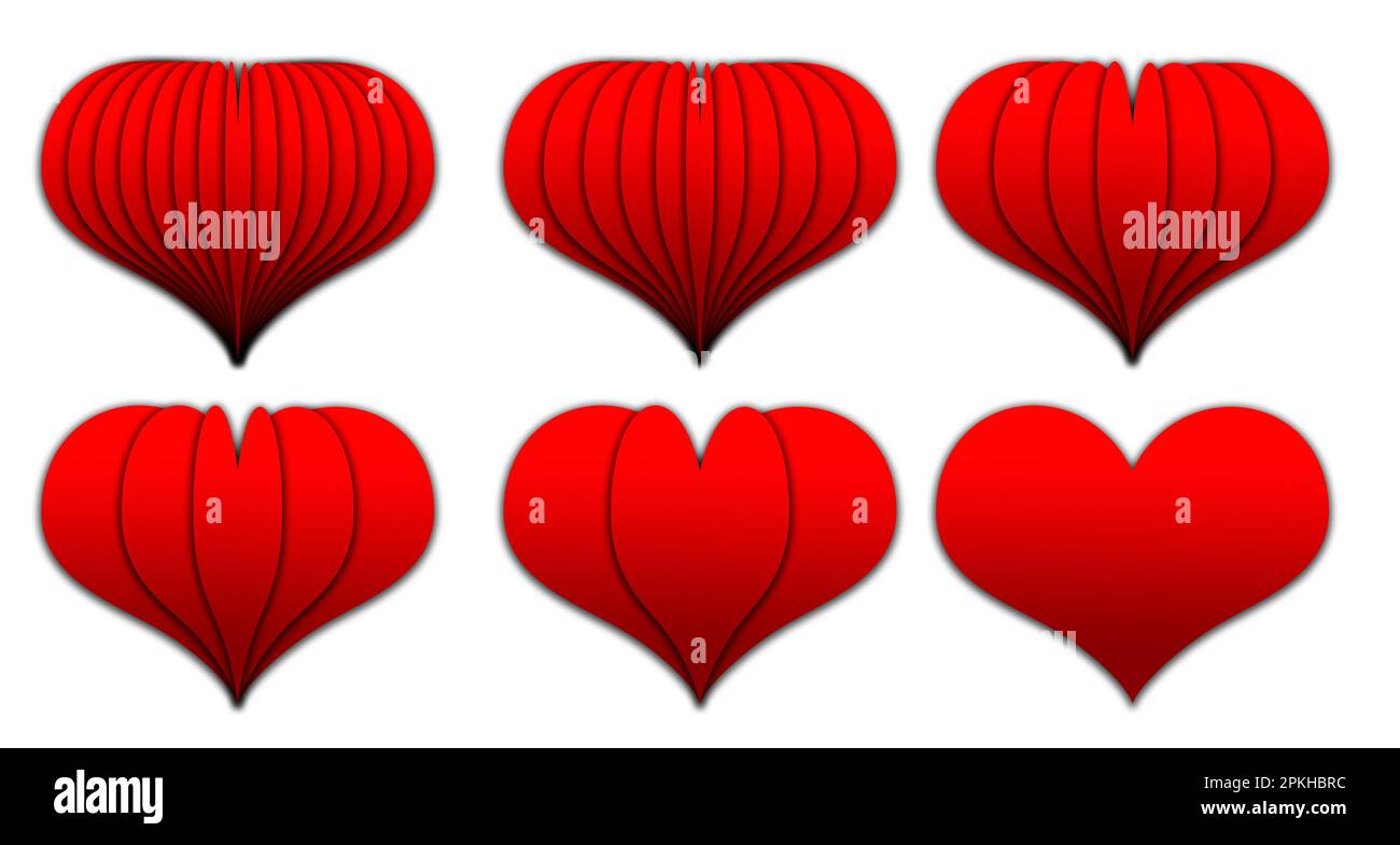 Set of red hearts isolated on white background Stock Photo - Alamy