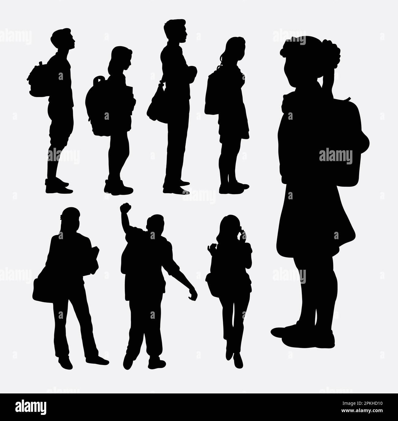 People going to school silhouettes Stock Vector