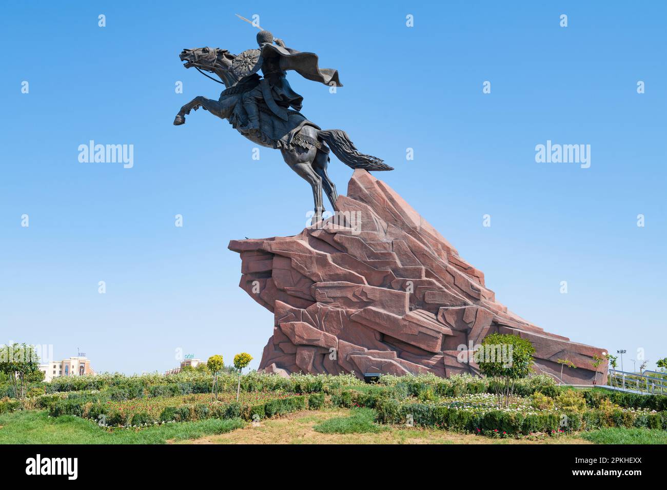 URGENCH, UZBEKISTAN - SEPTEMBER 07, 2022: View of the monument to the ruler and commander Jalal ad-Din Manguberdy on a sunny September day Stock Photo