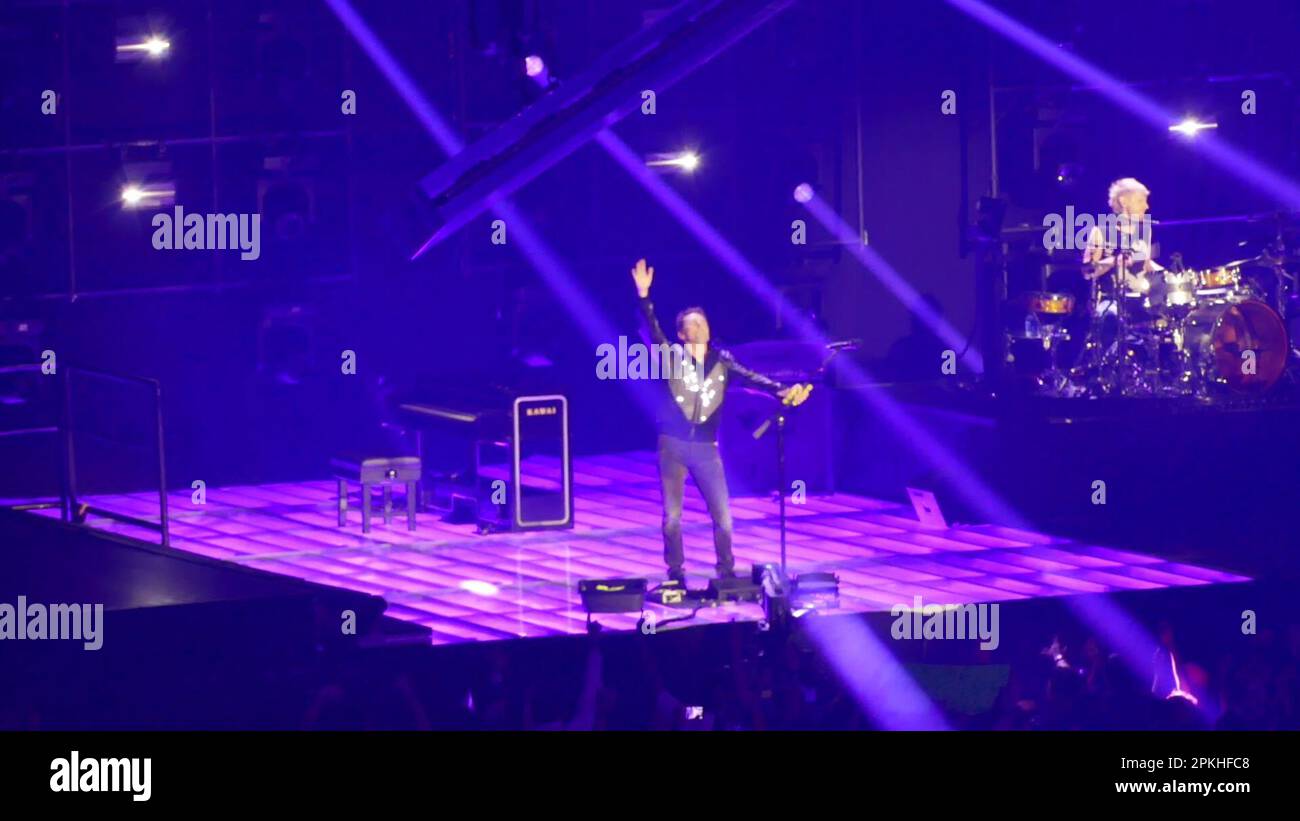 Los Angeles, California, USA 6th April 2023 Muse and Singer Matt Bellamy perform in Concert on the Will of The People World Tour at Crypto.com Arena on April 6, 2023 in Los Angeles, California, USA. Photo by Barry King/Alamy Stock Photo Stock Photo