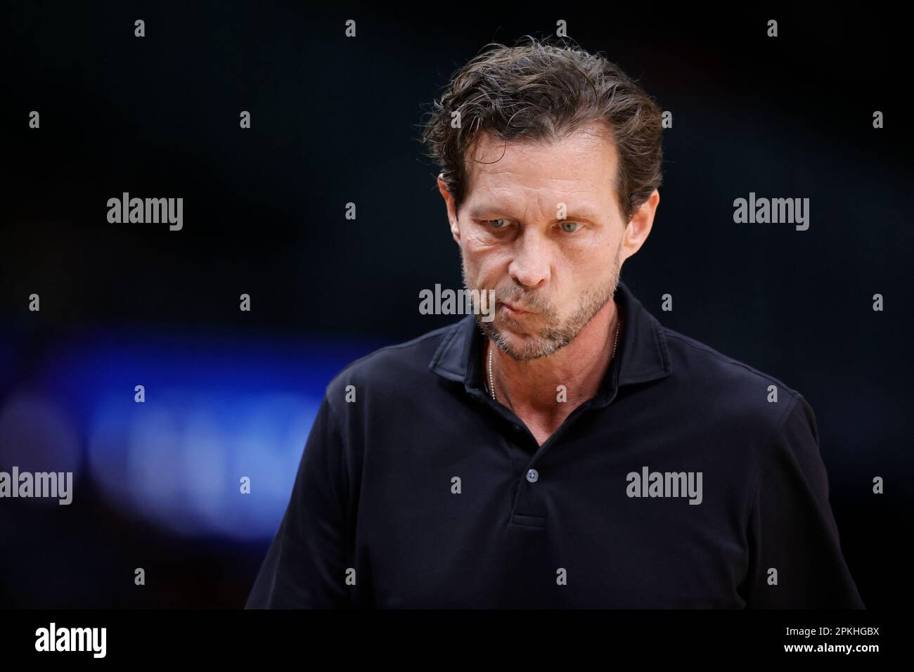 Atlanta Hawks head coach Quin Snyder reacts during the first half of an