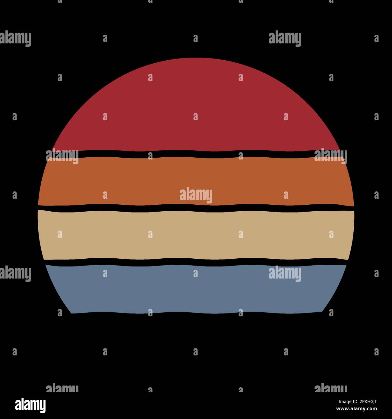 Retro Sunset Vintage Summer Design. Retro Style Striped Circle Stock Vector