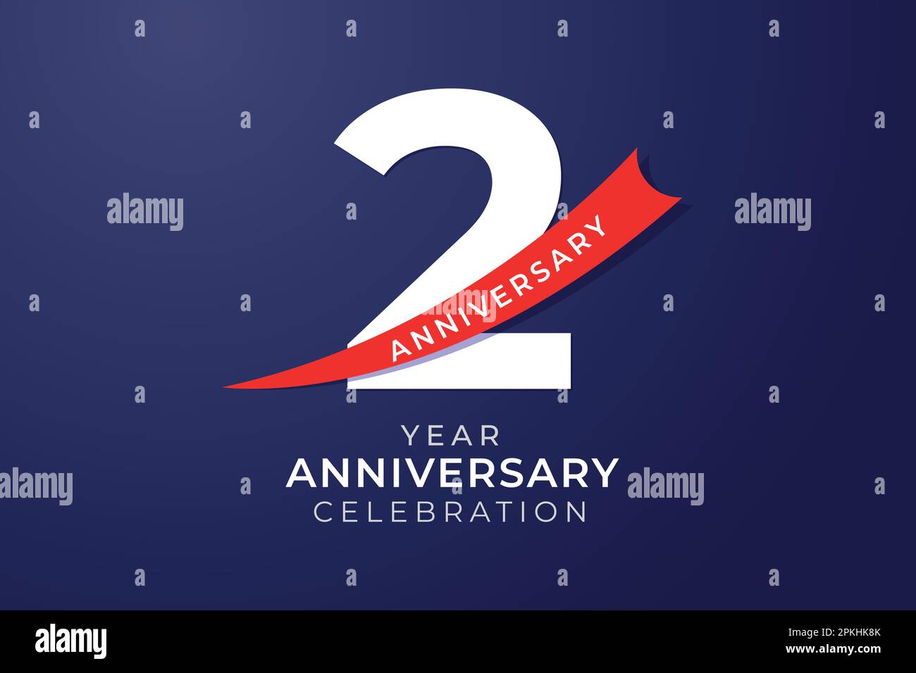 2nd anniversary celebration with white number and red ribbon ...