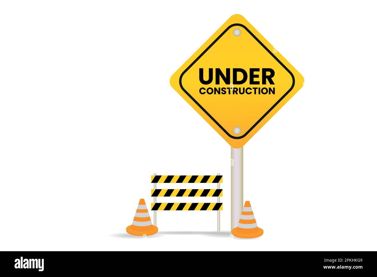 Yellow under construction realistic sign vector Stock Vector Image