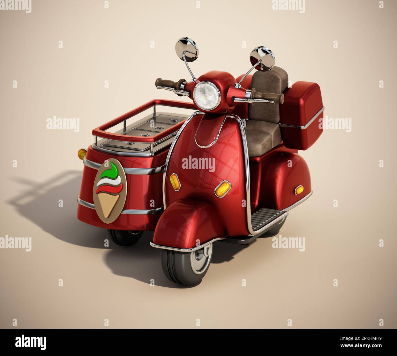 Classic vintage scooter and ice cream cart. 3D illustration Stock Photo Alamy