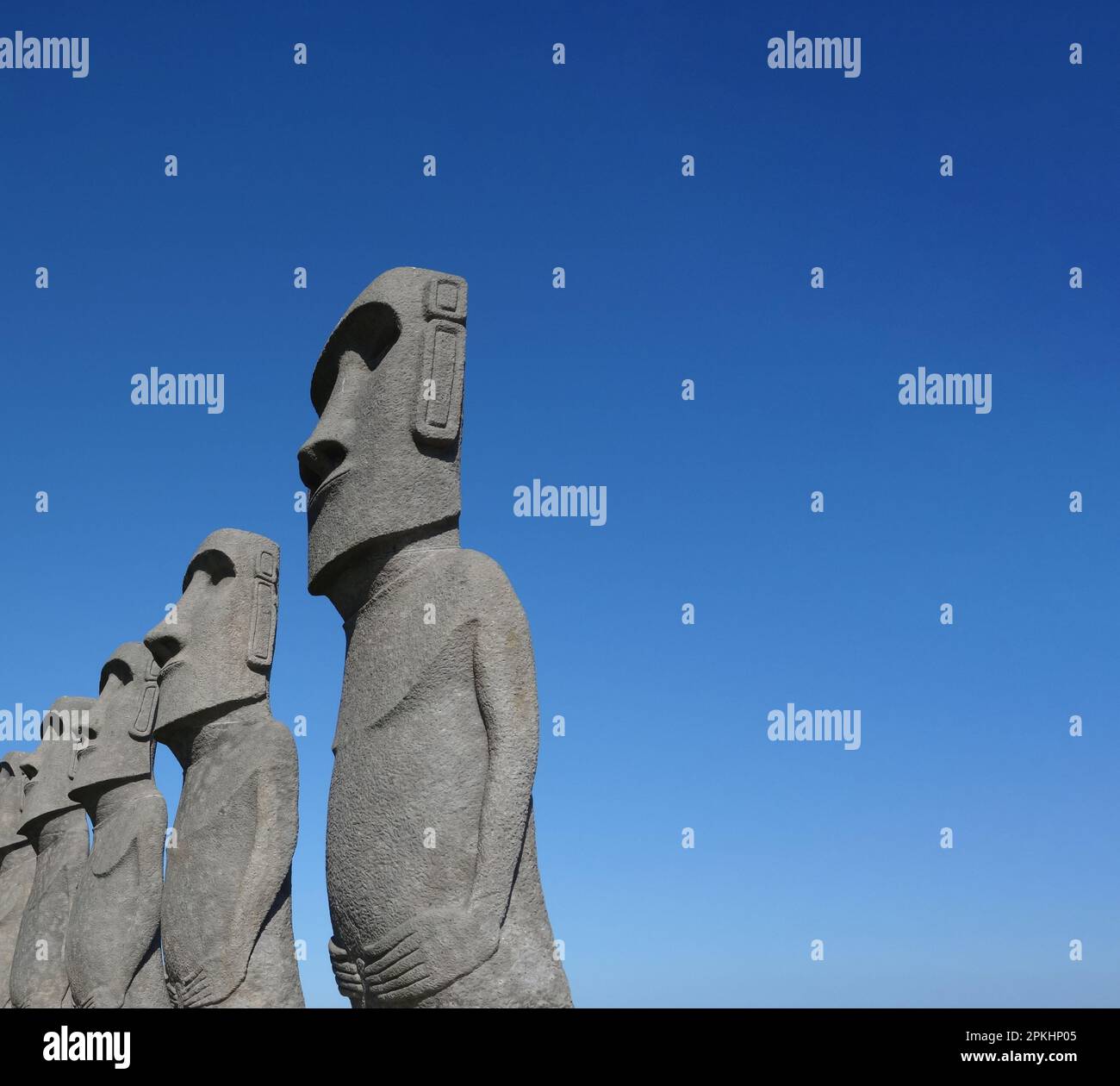 Replicate Chile Easter Island Moai Statues Ahu Akivi at Sun Messe