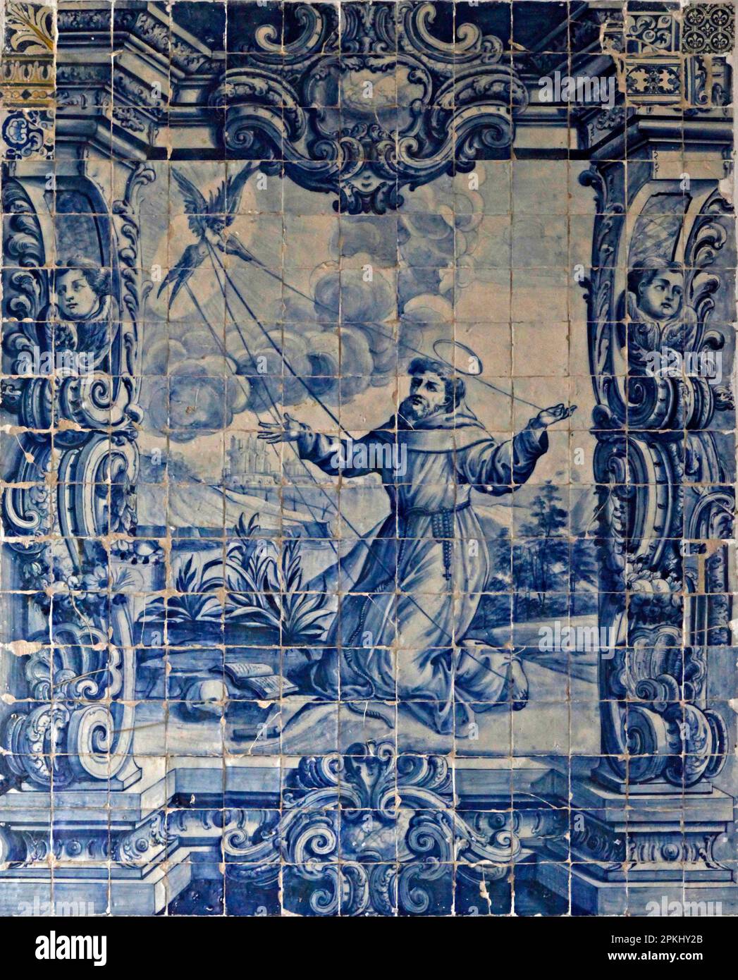 Tile painting, Azulejo in the Convento de Santa Clara, Funchal, Madeira, Portugal Stock Photo