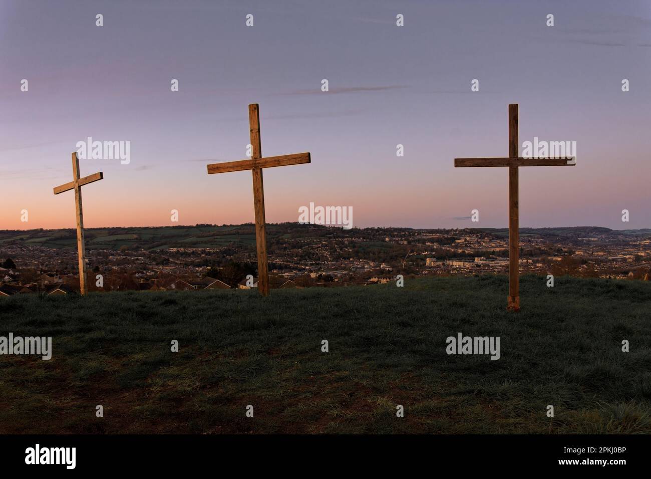 Easter crosses overlooking the city of Bath Stock Photo