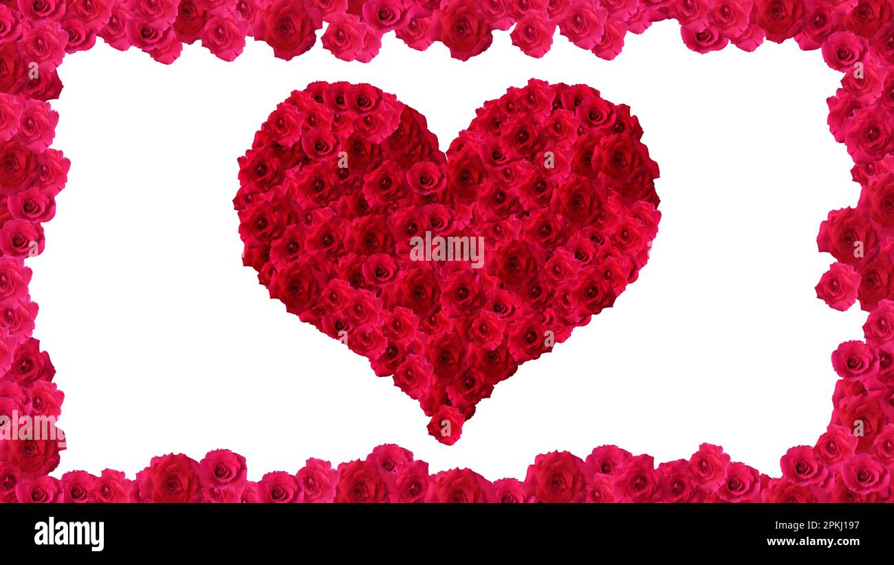 Valentines day background with heart shape made of red roses Stock ...