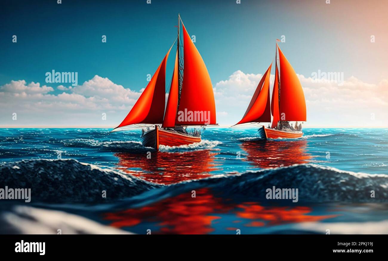 red sailboats