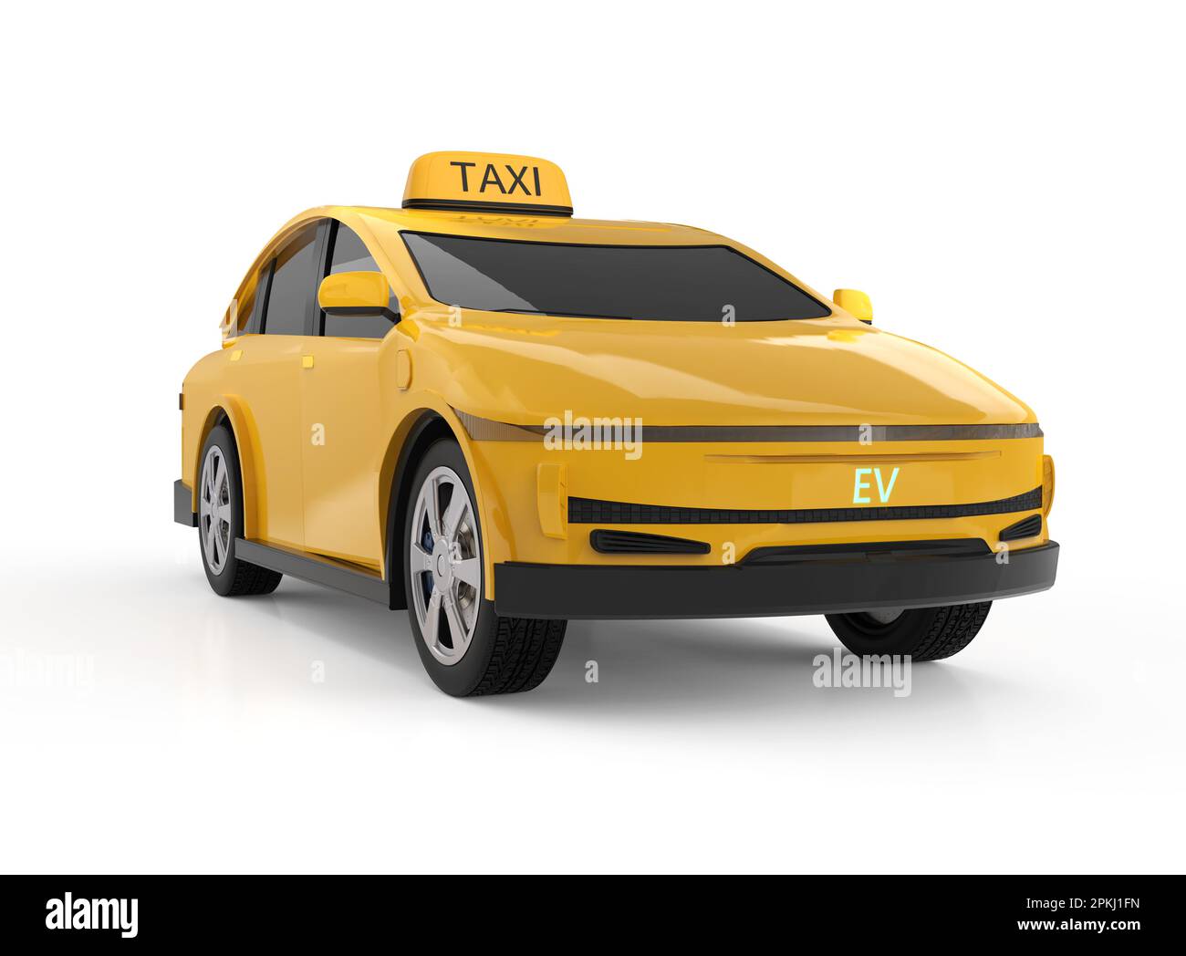 3d rendering yellow ev taxi or electric vehicle on white background Stock Photo