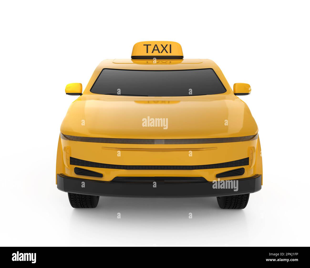 3d rendering yellow ev taxi or electric vehicle on white background Stock Photo