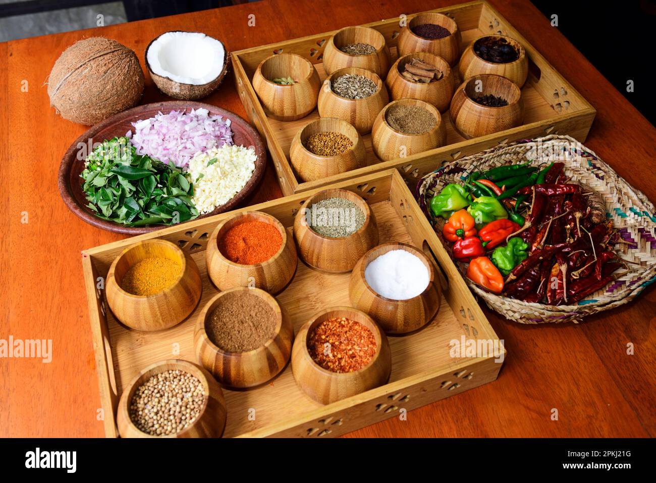 Onion, garlic, chilli, curry leaves, cumin, cinnamon, cardamom, salt