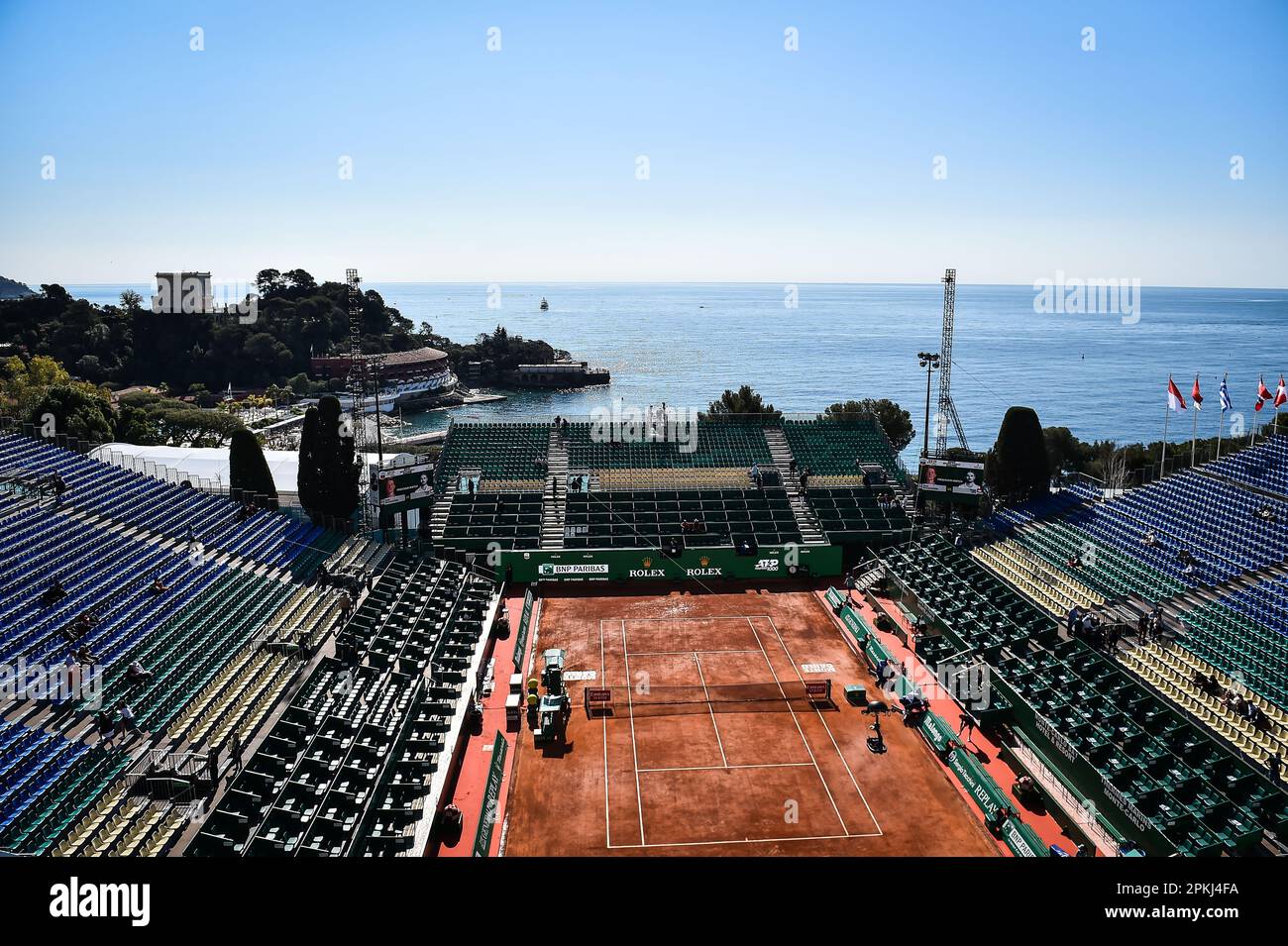 General view during the Rolex Monte-Carlo, ATP Masters 1000 tennis event on  April 8, 2023 at Monte-Carlo Country Club in Roquebrune Cap Martin, France  - Photo: Matthieu Mirville/DPPI/LiveMedia Stock Photo - Alamy