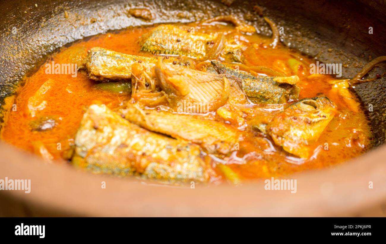 Clay Pot Magic: Traditional Sri Lankan Fish Curry Stock Photo