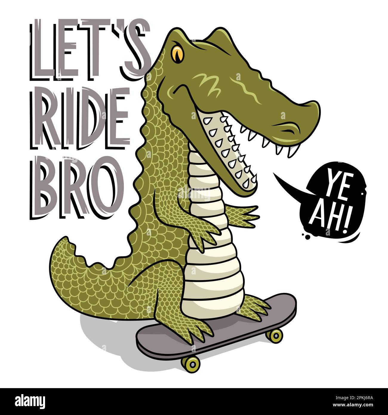 crocodile on a skateboard, vector illustration for kids t shirt design Stock Vector