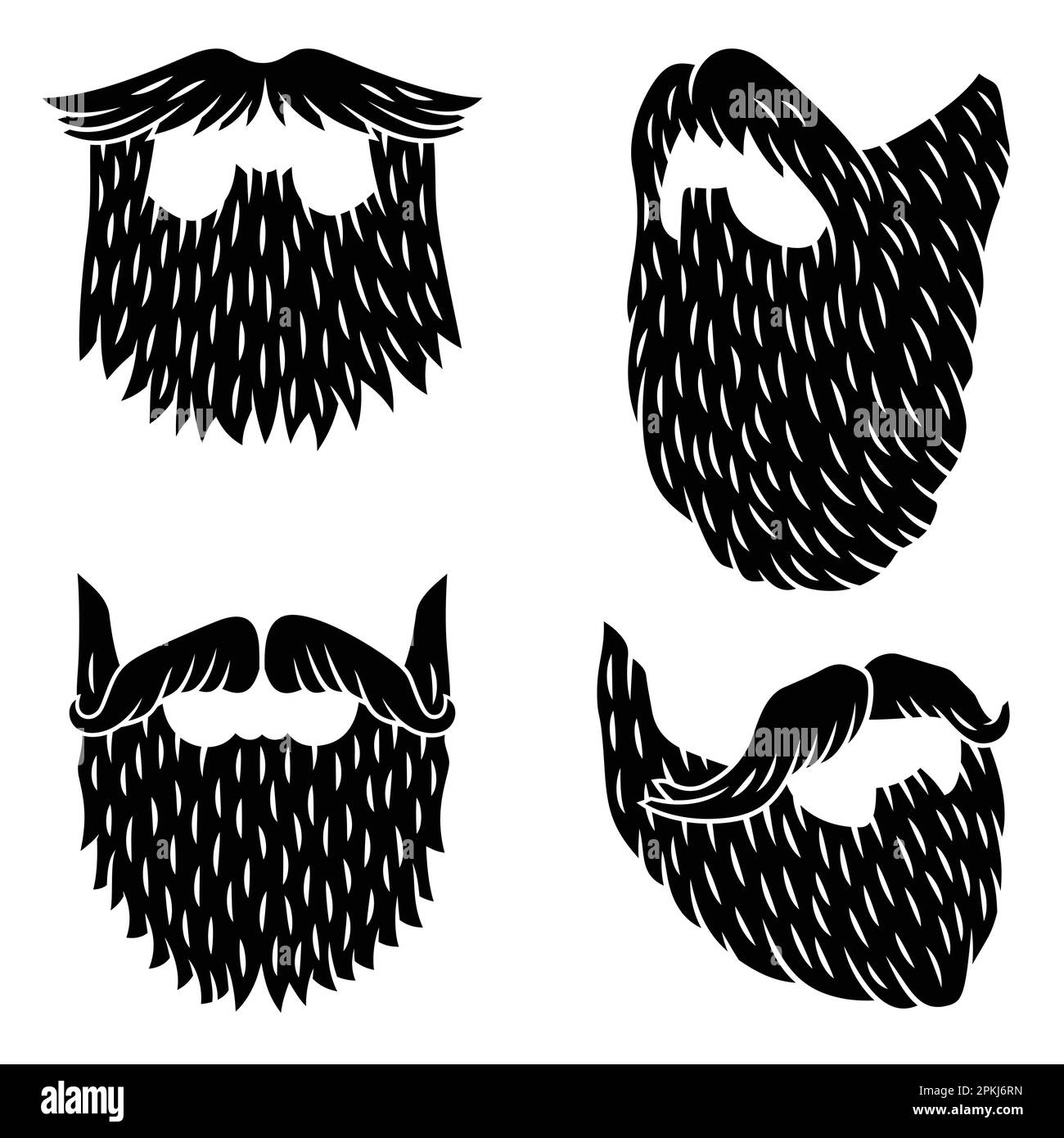 beard vector silhouettes isolated on white Stock Vector