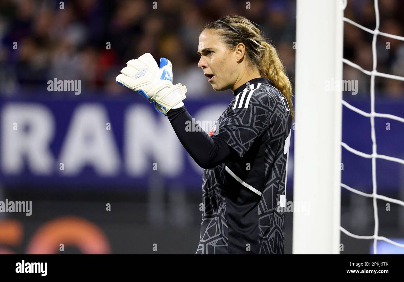Clermont Ferrand, France. 07th Apr, 2023. Goalkeeper of Colombia Catalina Perez during the Women's Friendly football match between France and Colombia on April 7, 2023 at Stade Gabriel-Montpied in Clermont-Ferrand, France - Photo Jean Catuffe/DPPI Credit: DPPI Media/Alamy Live News Stock Photo