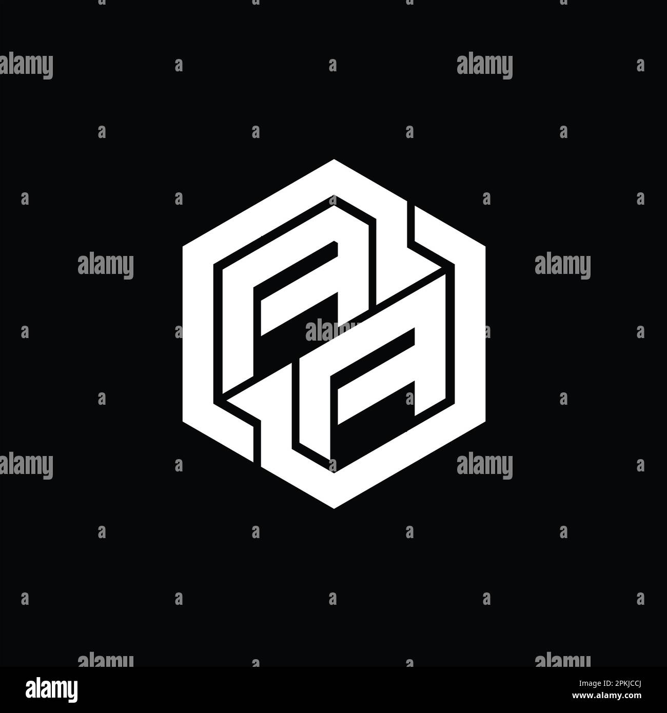 AA Logo monogram gaming with hexagon geometric shape design template Stock Photo