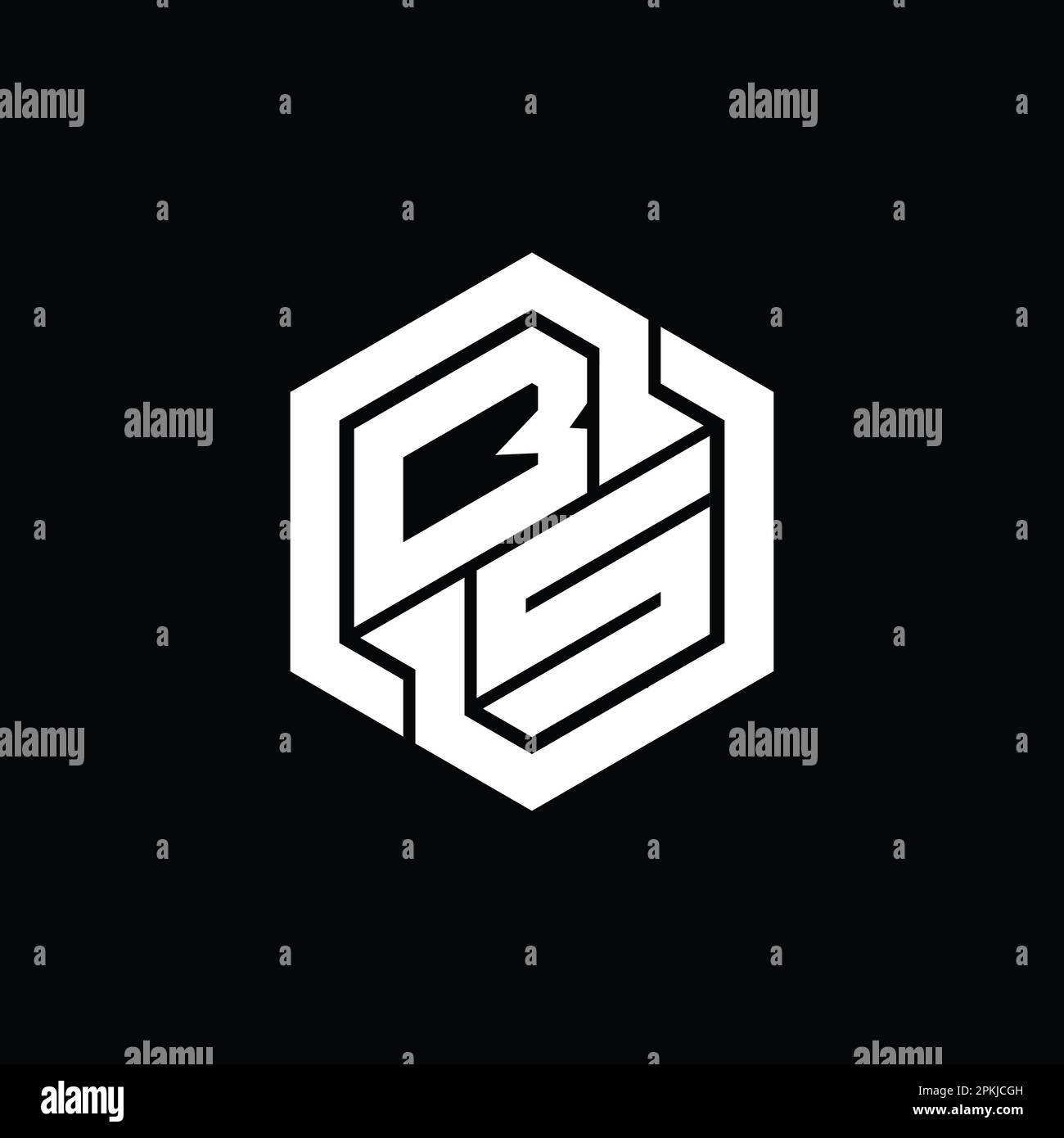 BS Logo monogram gaming with hexagon geometric shape design template Stock Photo