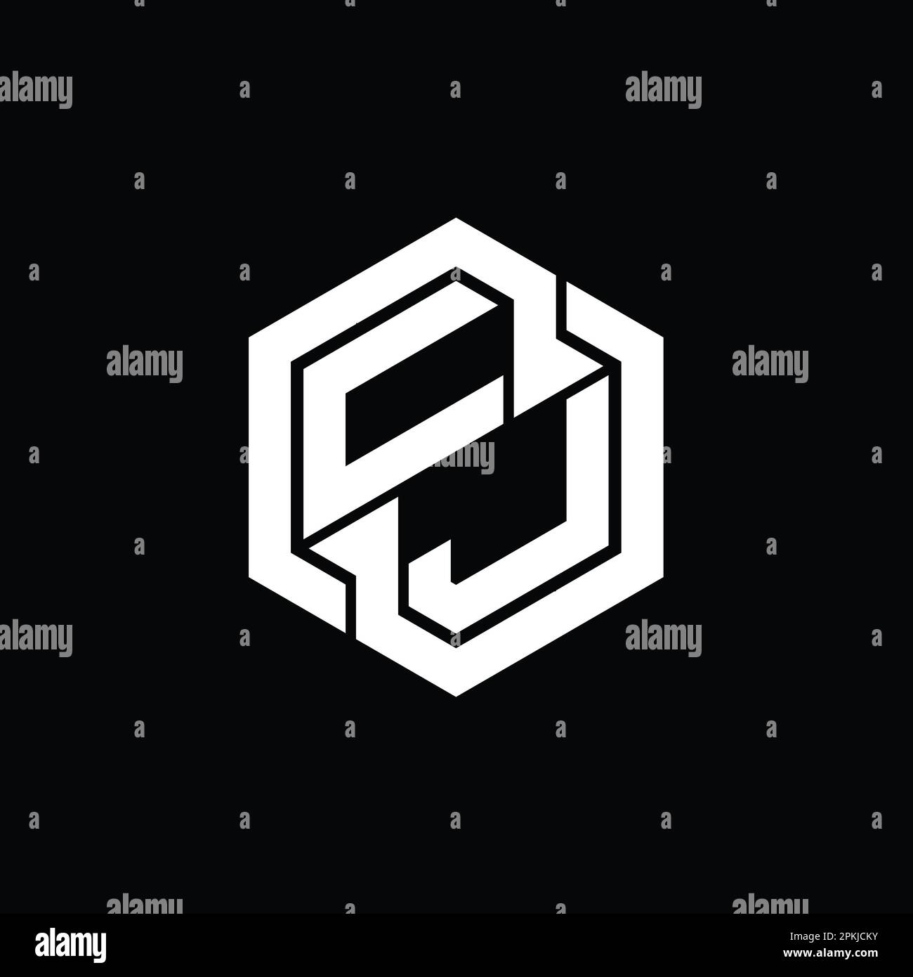 CJ Logo monogram gaming with hexagon geometric shape design template ...