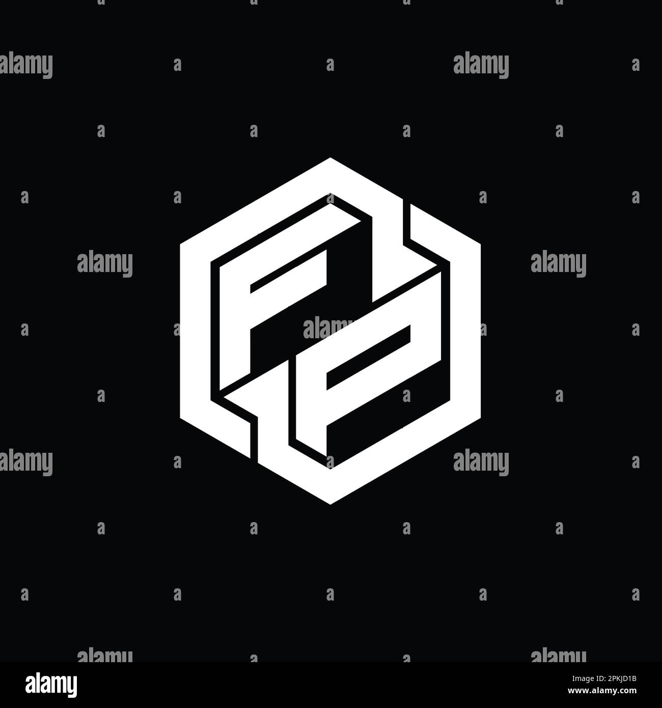 FP Logo monogram gaming with hexagon geometric shape design template Stock Photo