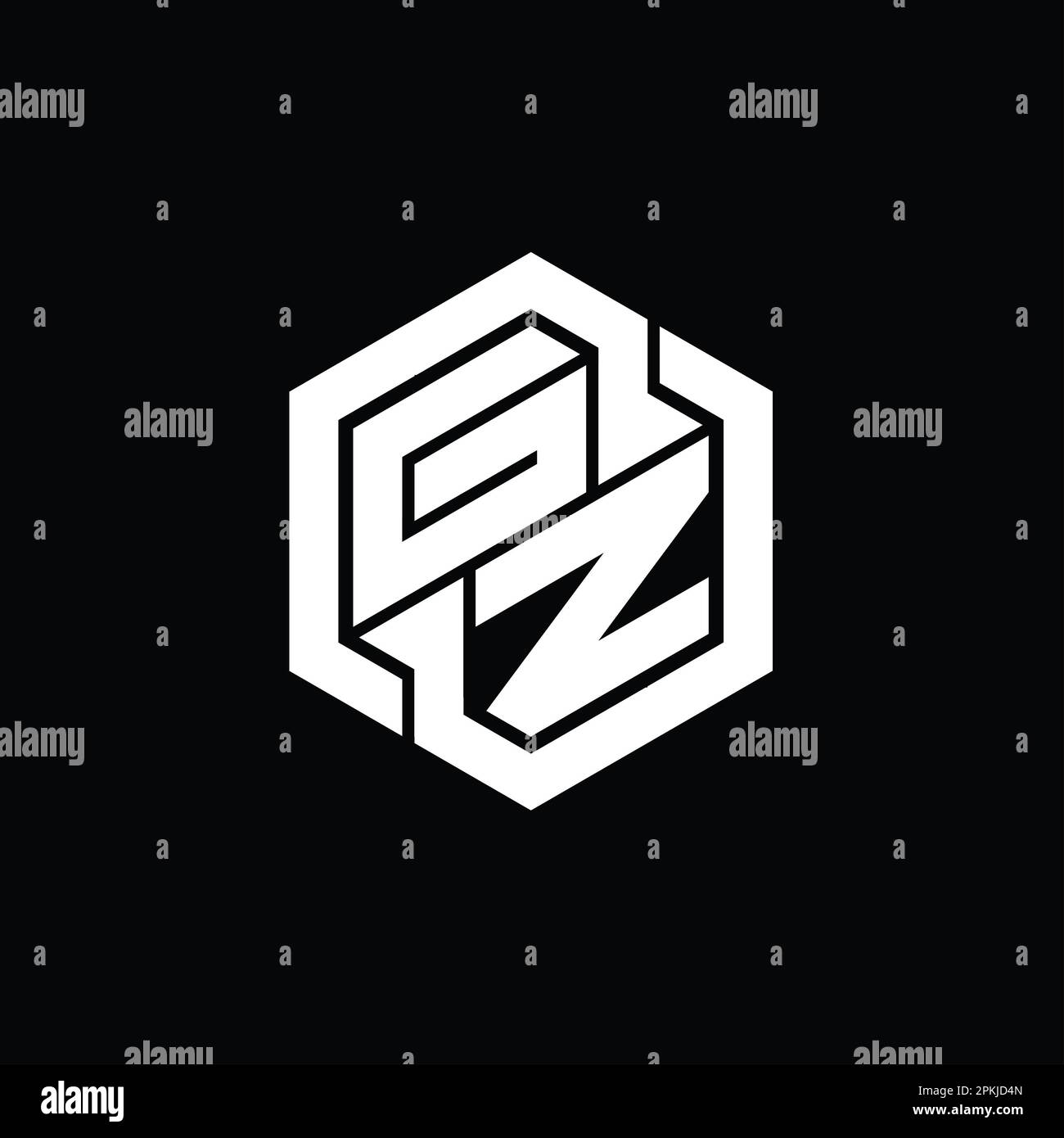 GZ Logo monogram gaming with hexagon geometric shape design template Stock Photo