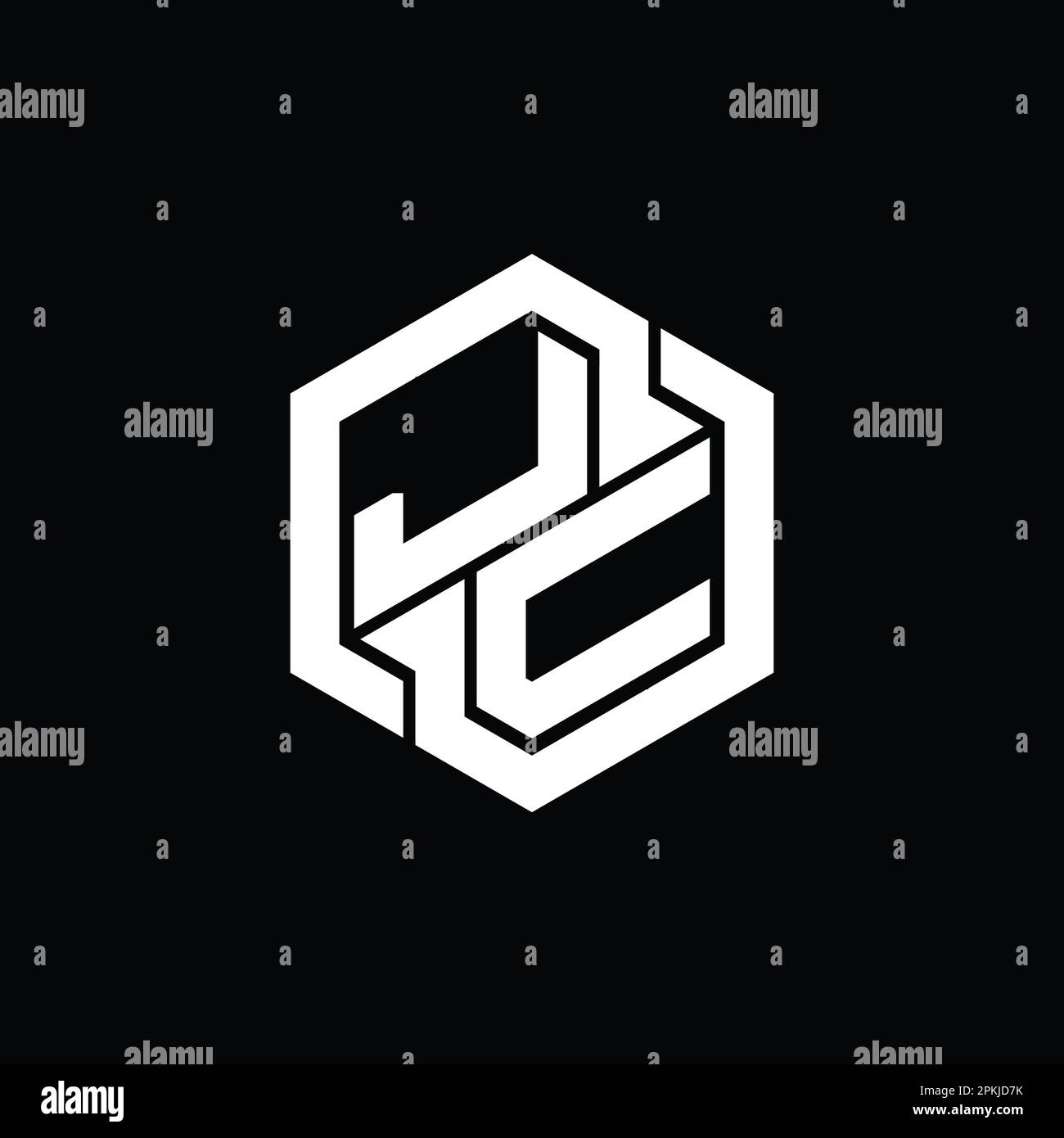 JC Logo monogram gaming with hexagon geometric shape design template Stock Photo