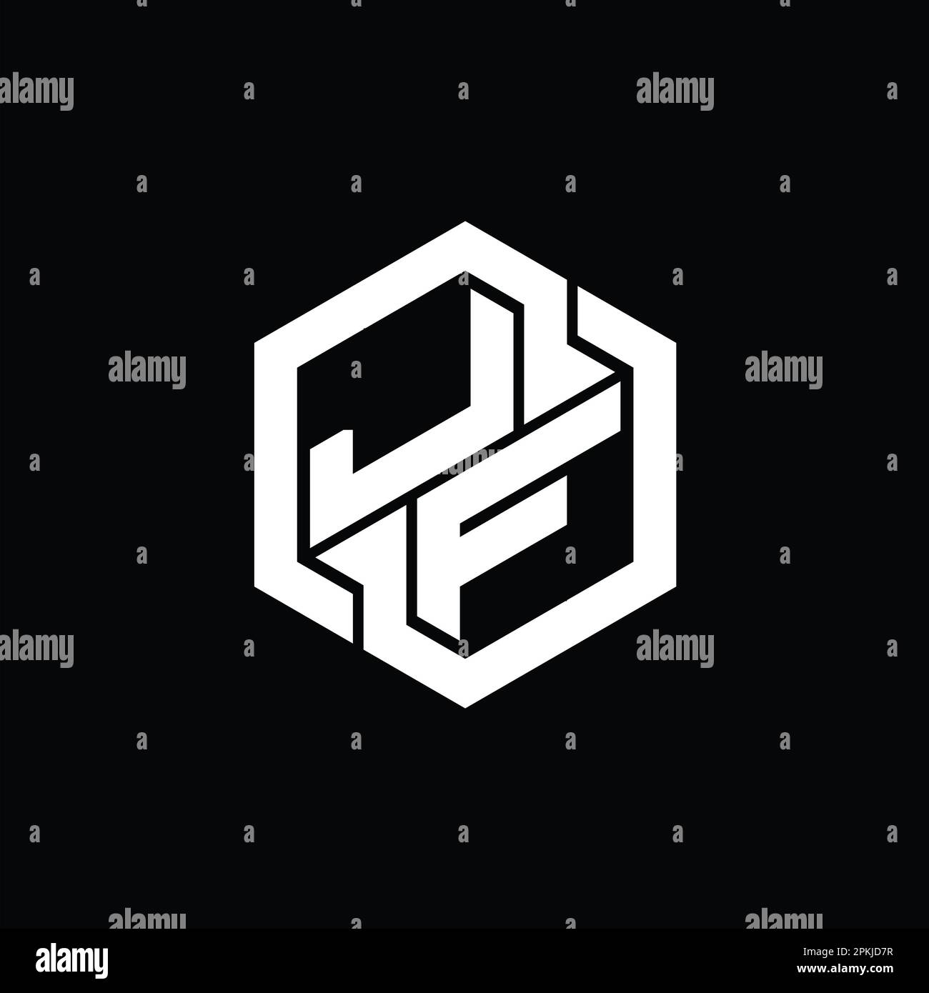 JF Logo monogram gaming with hexagon geometric shape design template Stock Photo