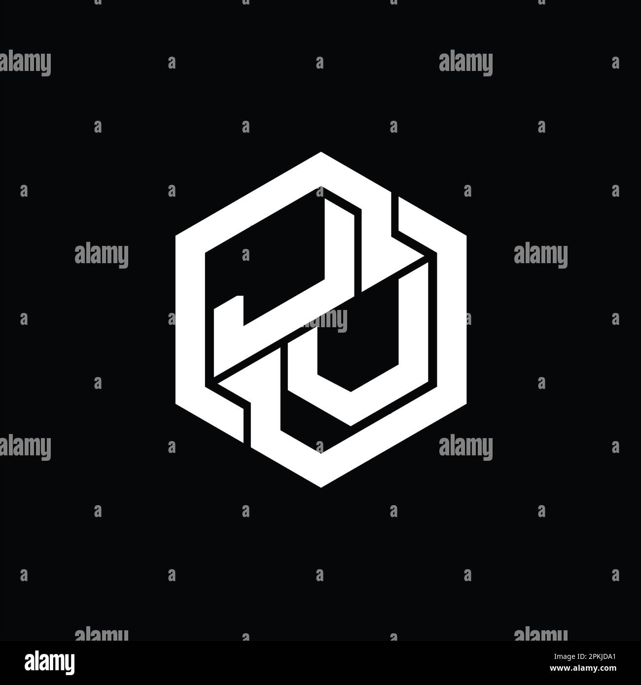 JV Logo monogram gaming with hexagon geometric shape design template Stock Photo