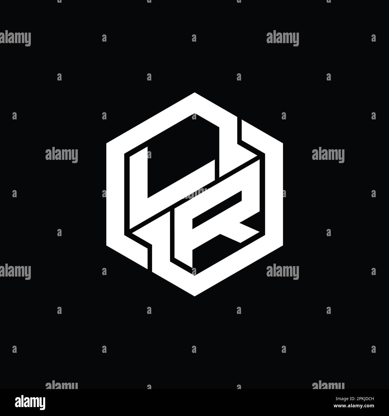 LR Logo monogram gaming with hexagon geometric shape design template ...