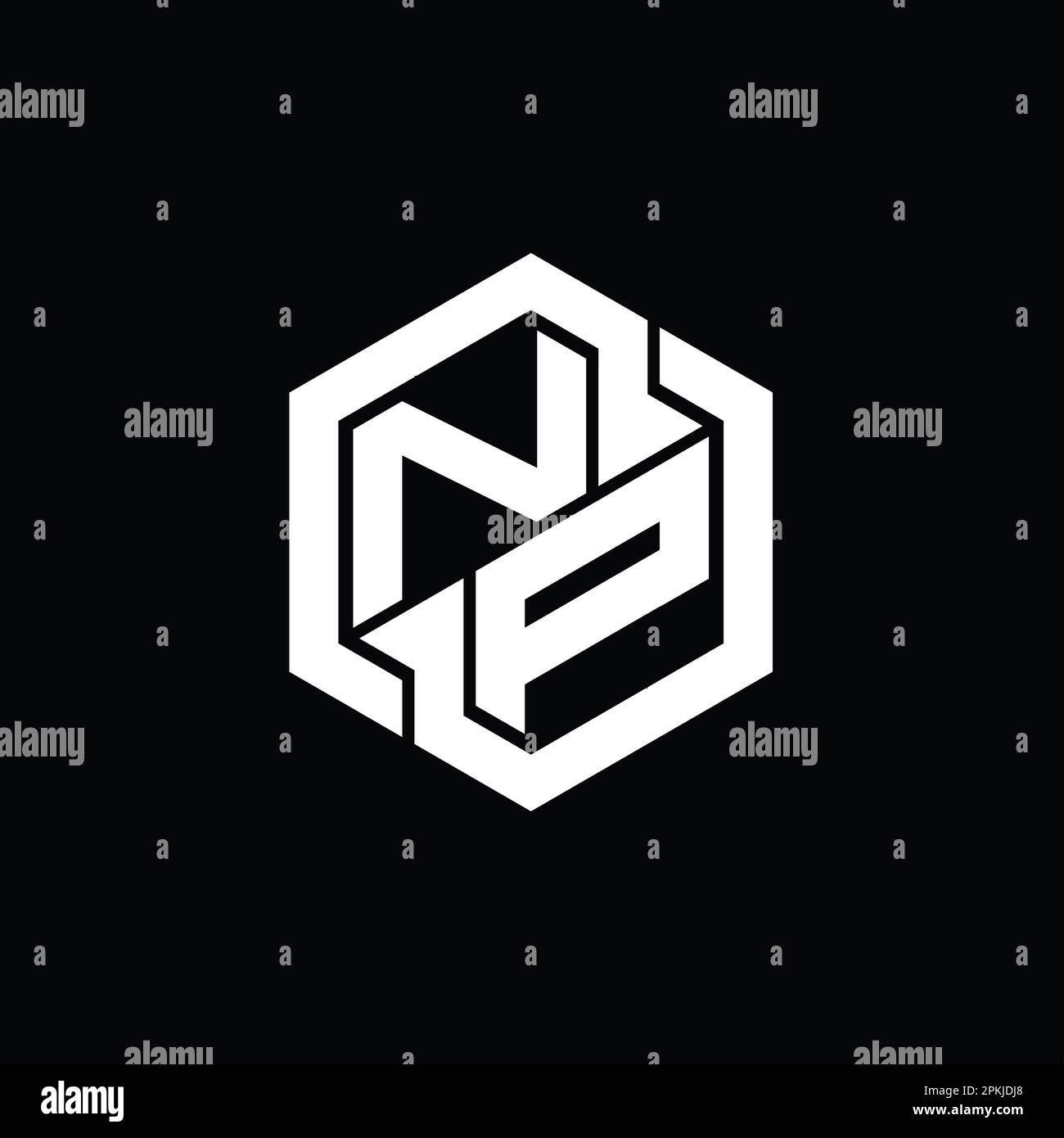 NP Logo monogram gaming with hexagon geometric shape design template ...