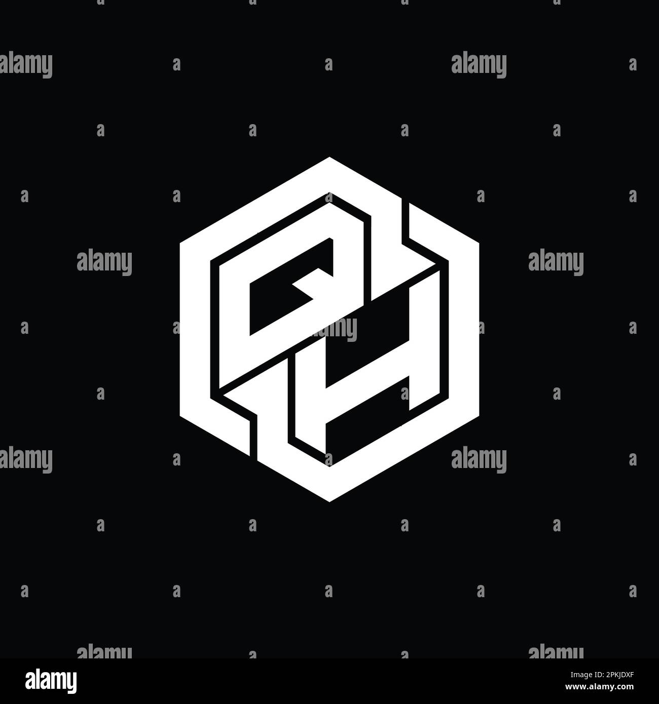 QH Logo monogram gaming with hexagon geometric shape design template ...
