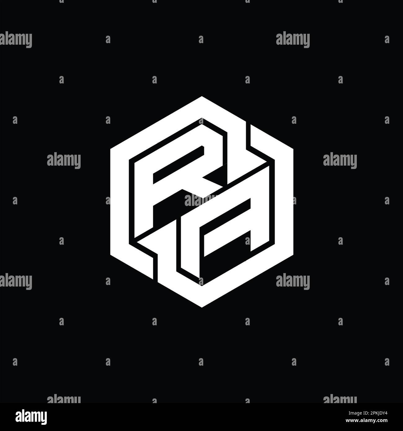 RA Logo monogram gaming with hexagon geometric shape design template ...