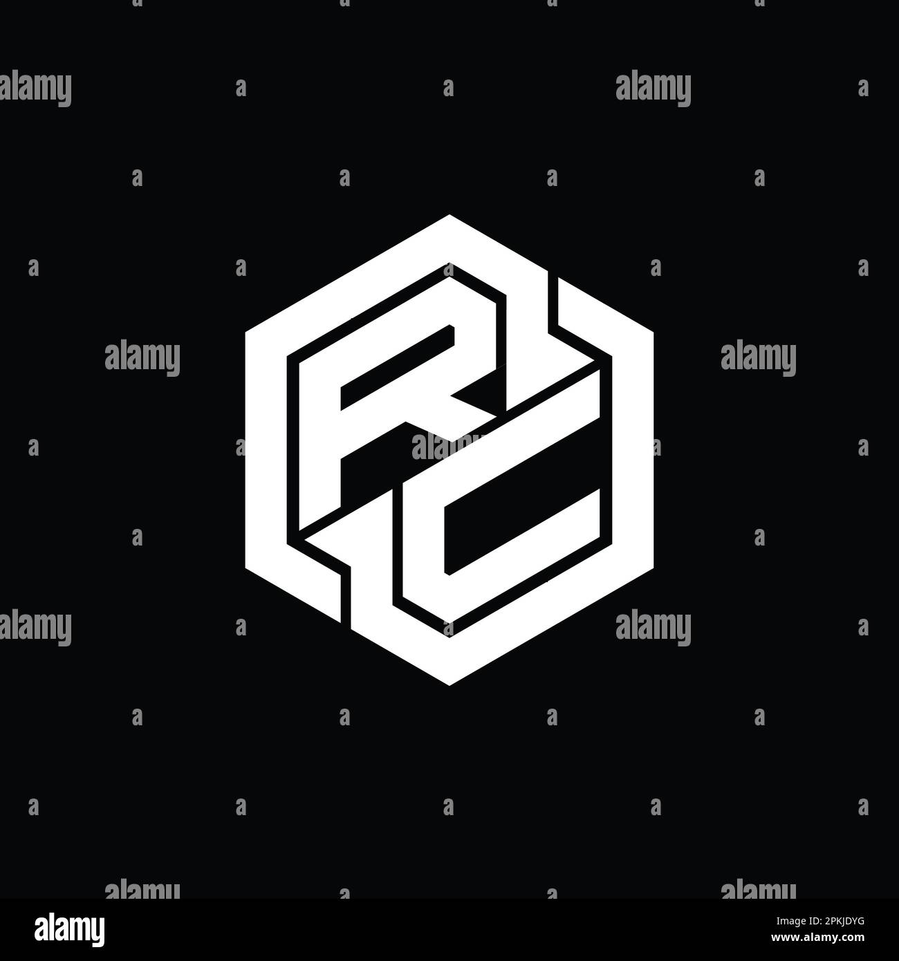RC Logo monogram gaming with hexagon geometric shape design template