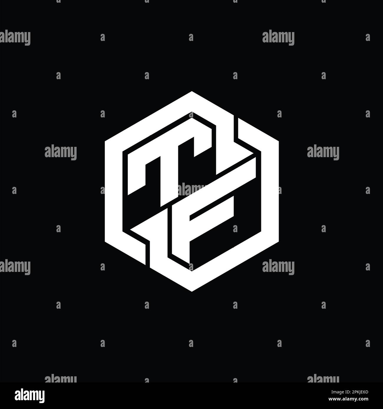 TF Logo monogram gaming with hexagon geometric shape design template
