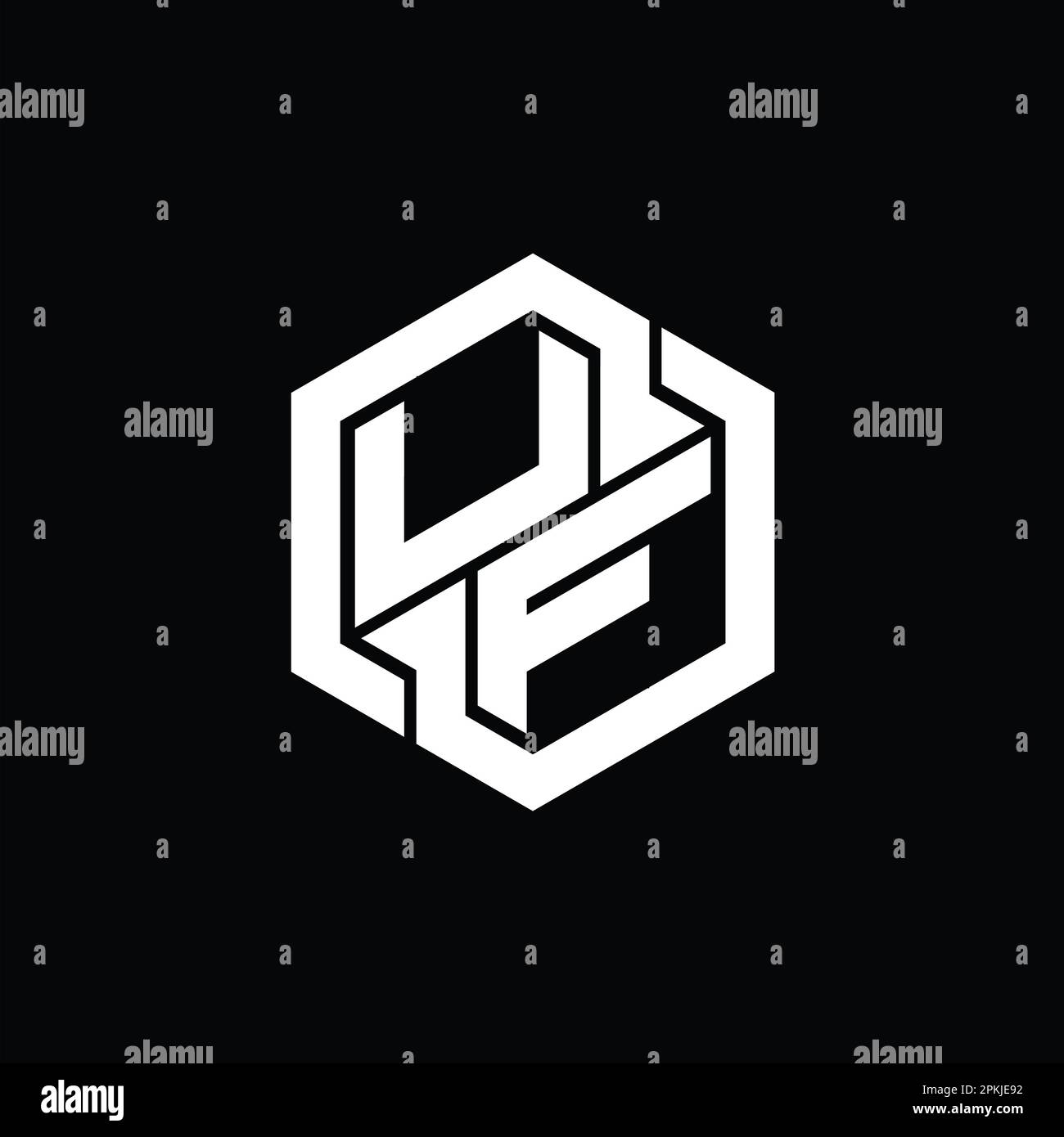 UF Logo monogram gaming with hexagon geometric shape design template ...