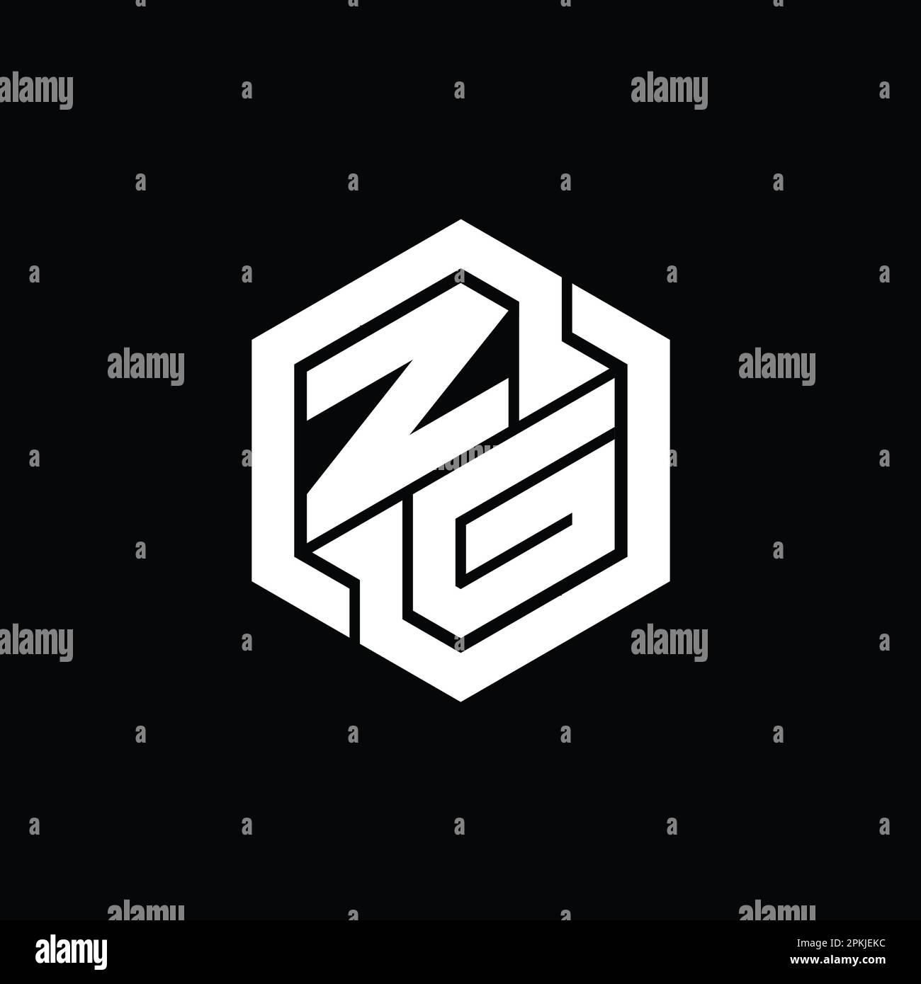 ZG Logo monogram gaming with hexagon geometric shape design template ...