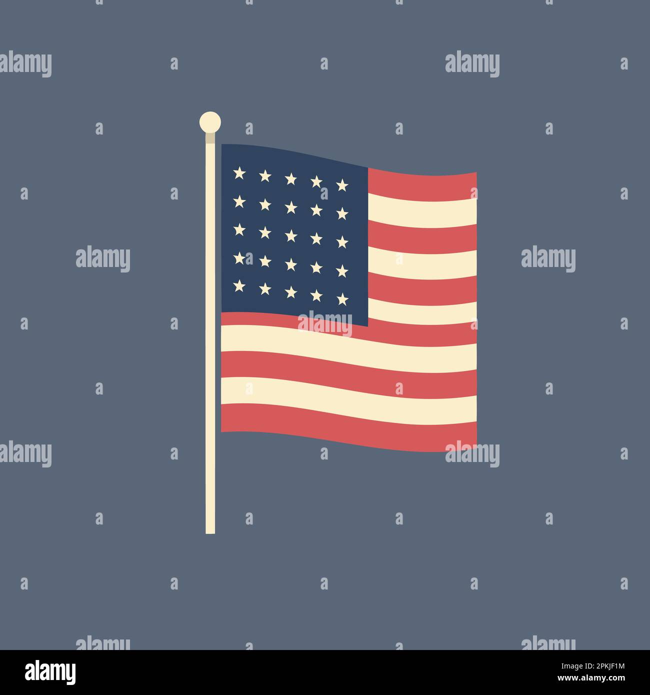 Flag Of The United States Of America Flying On A Flagpole