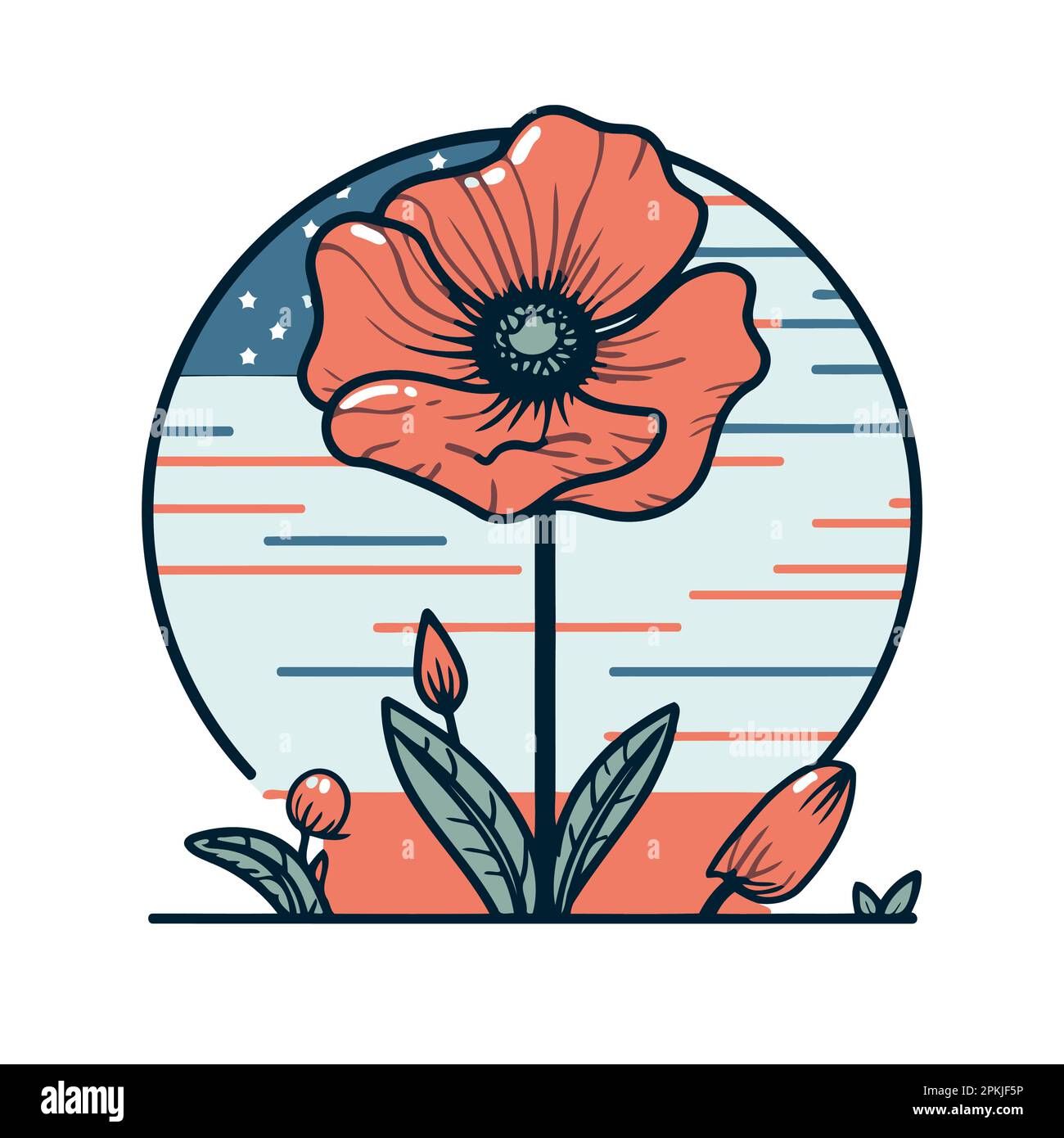 Red poppy and flag Stock Vector Images - Alamy