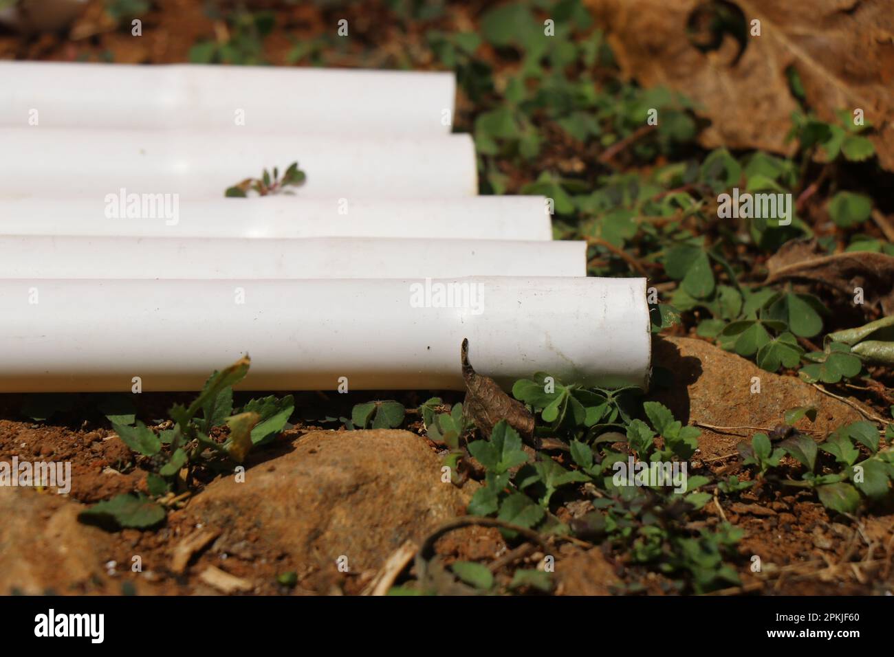 Set of PVC tubes used in casing electrical wires kept on installation